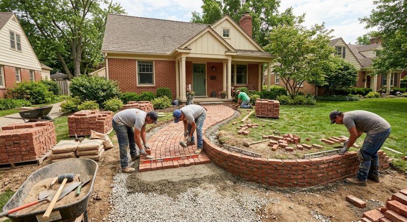 Brick Hardscaping Installation in West Roxbury, MA