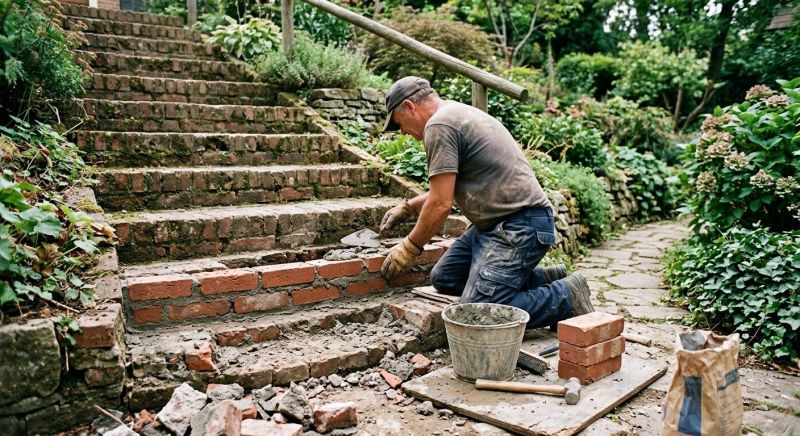Brick Stairs Repair in Newton, MA