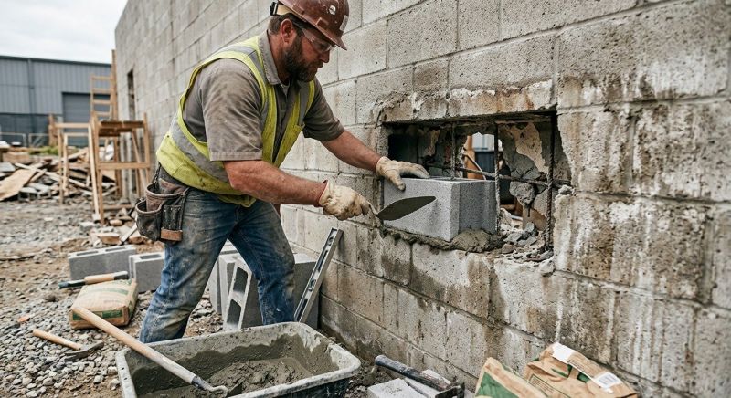 Cinder Block Wall Repair in Arlington, MA