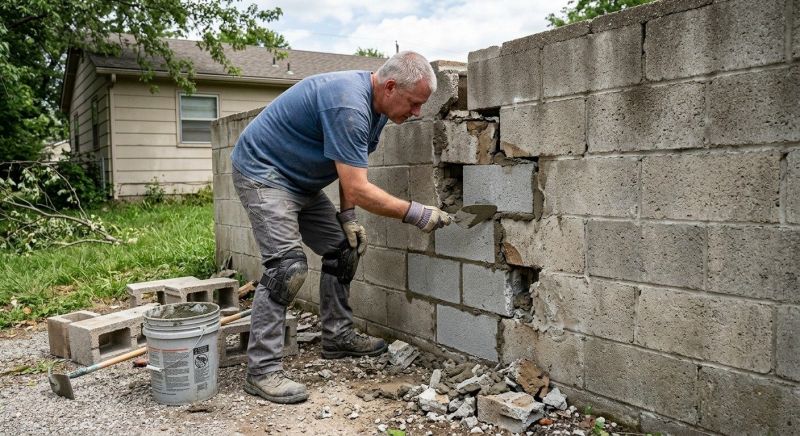 Cinder Block Wall Repair in Chelmsford, MA