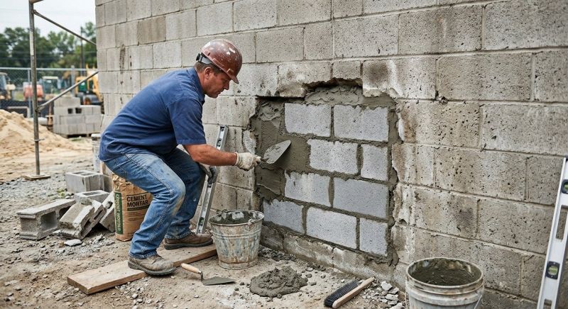 Cinder Block Wall Repair in Gloucester, MA