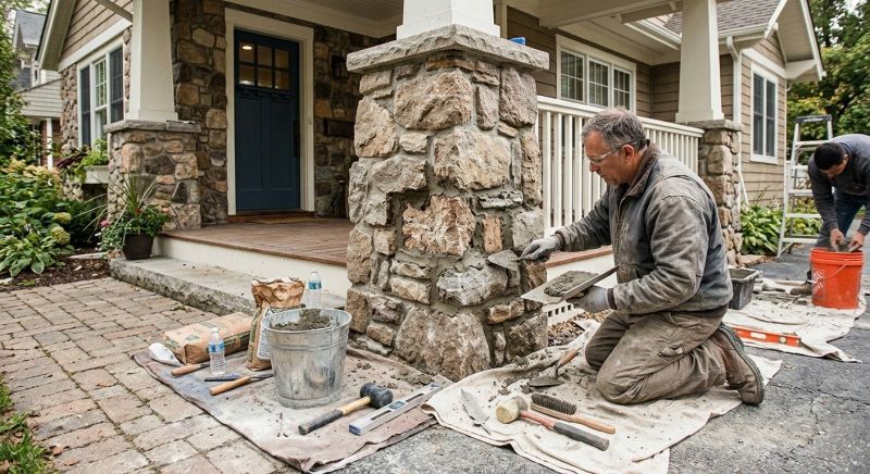 Stone Column Repair in Middlesex County, MA